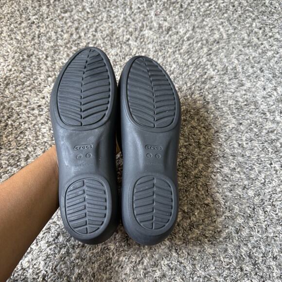 Crocs Womens Size 9 Sloane Flat Iconic Comfort Slip On Black Ballet Shoes - Picture 4 of 6